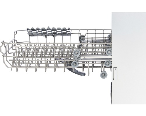 Ausgezogener Geschirrspülerkorb mit Rollen