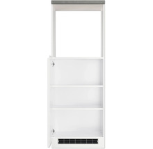 Weißer Badezimmerschrank mit offenem Regal und Luftschlitzen