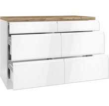 Kommode mit sechs Schubladen und Holzplatte