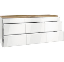 Waschtischunterschrank mit neun Schubladen und Holzplatte