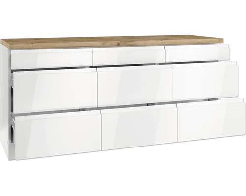 Waschtischunterschrank mit neun Schubladen und Holzplatte