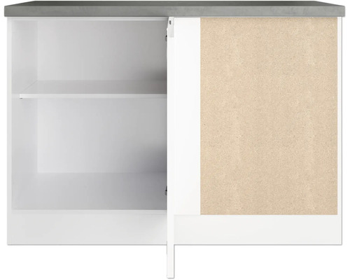 Unterschrank mit einer offenen Seite und einer Schiebetür