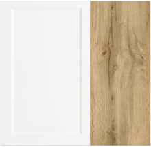 Küchenfront in Weiß und Holzoptik