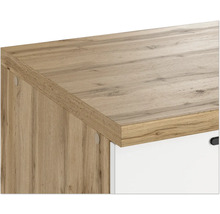 Detailaufnahme eines Möbelstücks mit Holzoberfläche