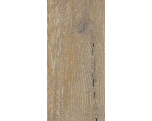 Detailansicht einer Holzdiele mit Maserung und Astloch