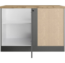 Küchenunterschrank mit offener Tür und Regalböden