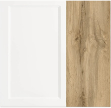 Küchenfront in Weiß und Holzoptik