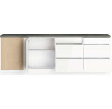 Waschbeckenunterschrank mit Schubladen und Fach mit offener Tür