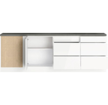 Waschtischunterschrank mit Schubladen und einer offenen Tür