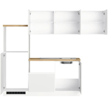 Küchenzeile mit Spüle, Oberschränken und Unterschränken