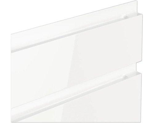 Detailansicht von zwei weißen, glänzenden Schubladenfronten