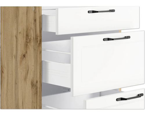 Kommode mit offenen Schubladen und Holzkorpus