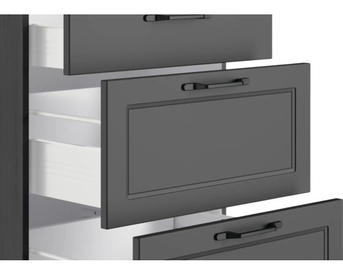 Detailansicht eines Schranks mit offenen Schubladen