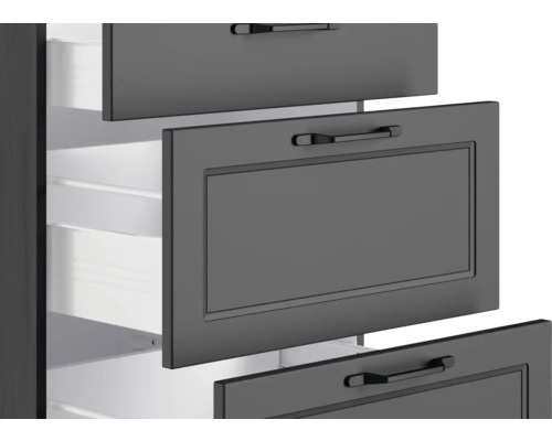 Detailaufnahme eines Schrankes mit mehreren Schubladen