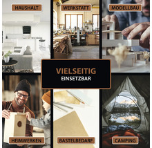 Anwendungsbereiche: Haushalt, Werkstatt, Modellbau, Heimwerken, Bastelbedarf und Camping