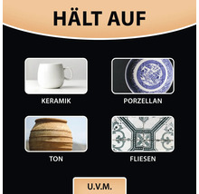Hält auf: Keramik, Porzellan, Ton, Fliesen und mehr.