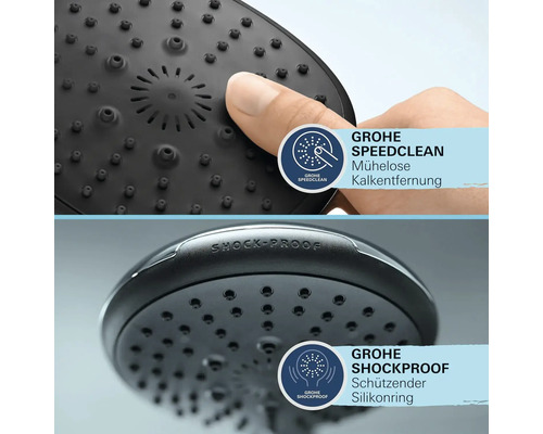 Grohe Duschkopf mit Speedclean Funktion zur Kalkentfernung und Shockproof Silikonring.