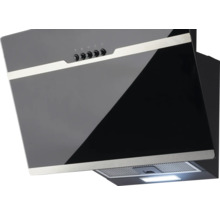 Dunstabzugshaube mit Glasschirm und Bedienknöpfen