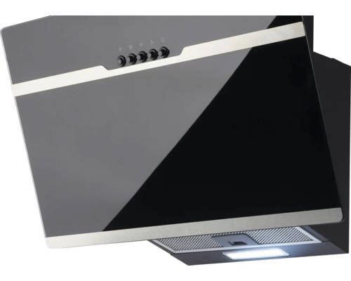 Dunstabzugshaube mit Glasschirm und Bedienknöpfen