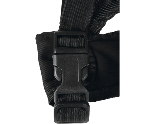 Schwarzer Kunststoffverschluss an einem Gurt