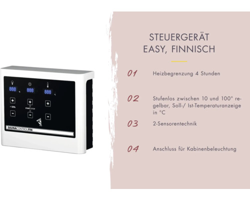 Elementsauna Karibu Armira 2 inkl. 9 kW Ofen u.ext.Steuerung mit Dachkranz und Ganzglasfensterfront