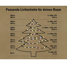 Information zur passenden Lichterkette für den Weihnachtsbaum mit Größenangaben