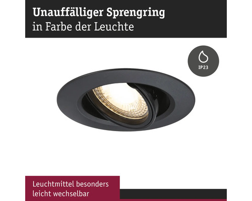 Einbaustrahler mit drehbarem Leuchtmittel und Schutzart IP23