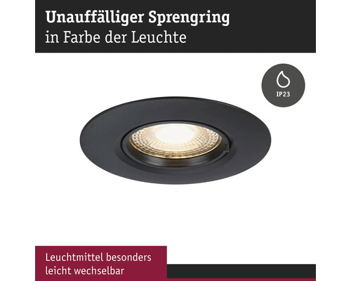 Schwarzer Deckeneinbaustrahler mit Schutzart IP23