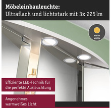 Möbeleinbauleuchte mit drei LED Leuchten in einem Spiegelschrank