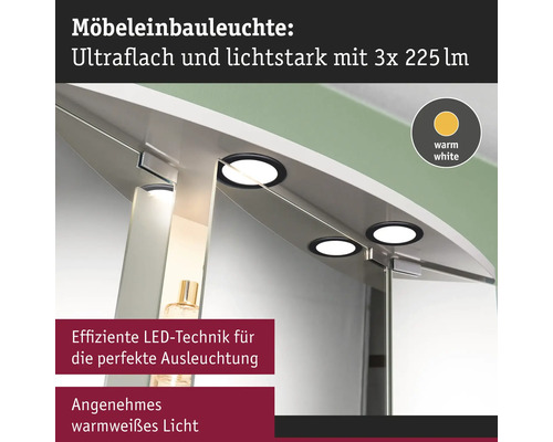 Möbeleinbauleuchte mit LED Spots in einem Spiegelschrank