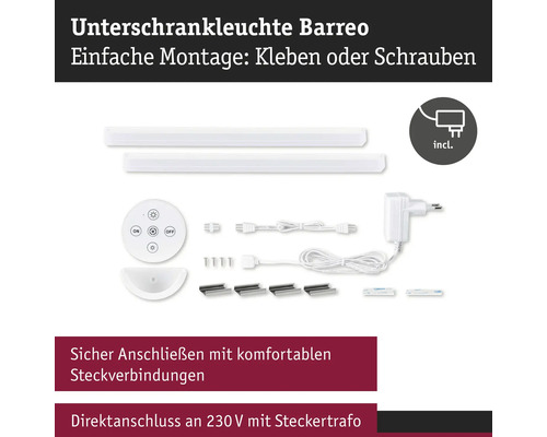 Barreo Unterbauleuchte mit Zubehör für einfache Montage