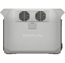EcoFlow Logo auf tragbarer Powerstation mit Lüfter und Batterieanschluss