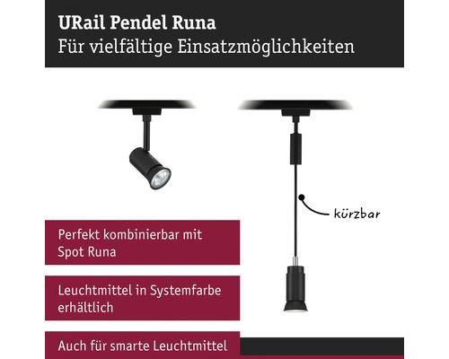 URail Pendelleuchte Runa, variable Einsatzmöglichkeiten