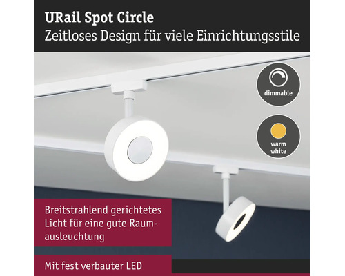 URail Spot Circle mit LED an einer Schiene
