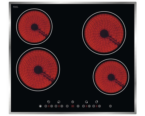 Schwarzes Kochfeld mit vier Kochzonen