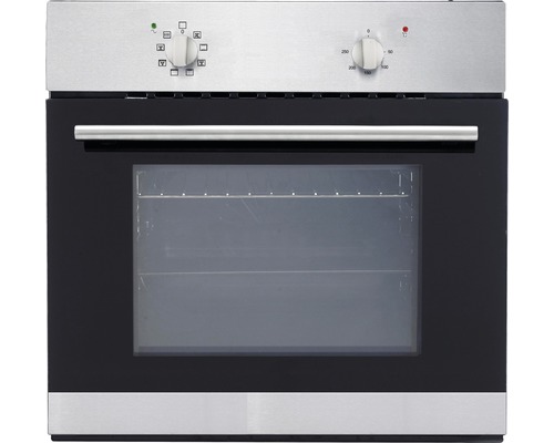 Edelstahl-Einbaubackofen mit Glastür und Drehknöpfen