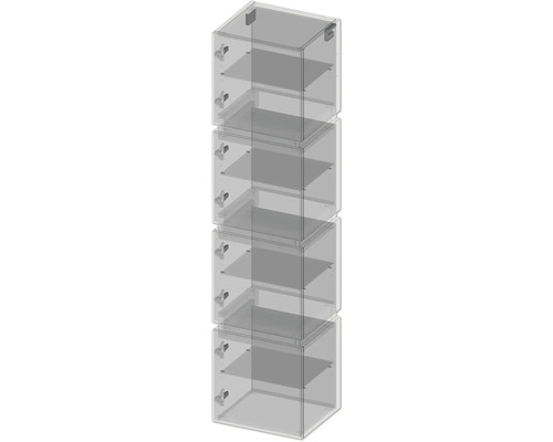 Gestapelte Schränke mit Regalen