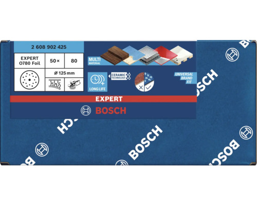 Bosch Expert Schleifscheiben-Set, 50 Stück, Körnung 80, Durchmesser 125 mm
