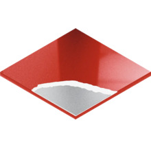 Fliesenmuster in roter Farbe mit teilweiser Ansicht der darunterliegenden Schicht