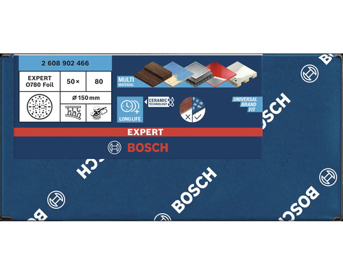 Bosch Expert Schleifpapier, Körnung 80, Durchmesser 150 mm