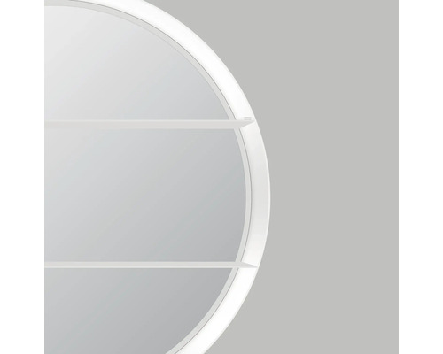 Runder Spiegelschrank mit Regalböden