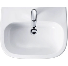 Aufnahme von oben Waschbecken aus Keramik mit Armatur