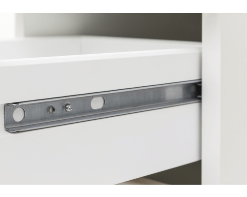 Detailaufnahme einer Schublade mit Metallschiene