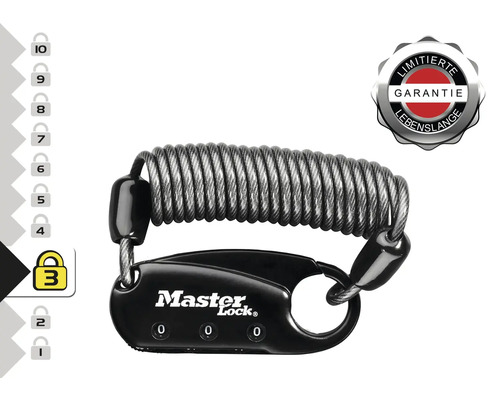 Master Lock Logo Kabelschloss mit Zahlencode und lebenslanger Garantie