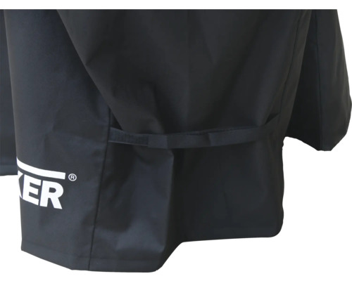 Schwarze Grillabdeckung mit Firmenlogo