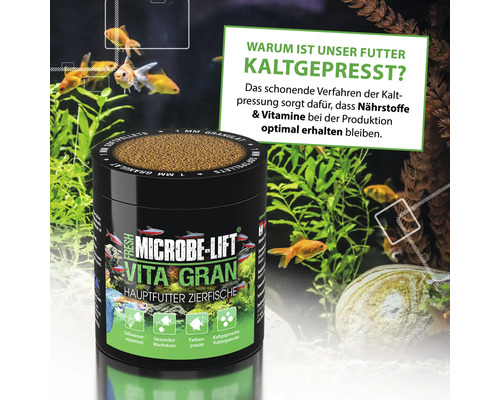 Microbe-Lift Vita Gran Hauptfutter für Zierfische mit Informationen zur Kaltpressung