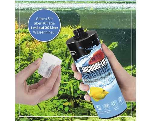 Microbe Lift Herbtana Fischpflege Produktflasche mit Dosieranleitung