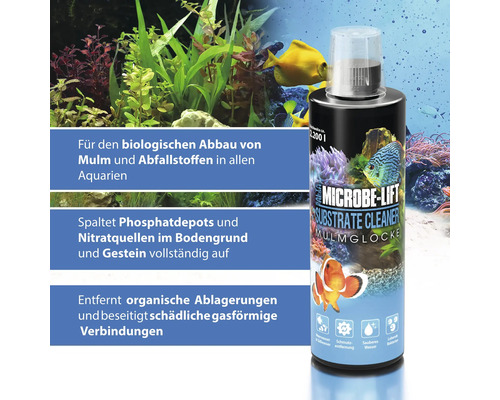 Microbe Lift Substrate Cleaner Flasche zur biologischen Reduzierung von Schlamm und Abfallstoffen in Aquarien