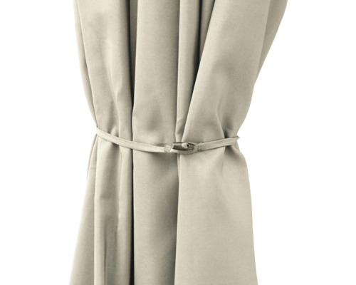 Beiger Vorhang mit Raffhalter