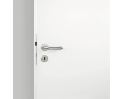 Weiße Innentür mit Türgriff und Schlüsselloch